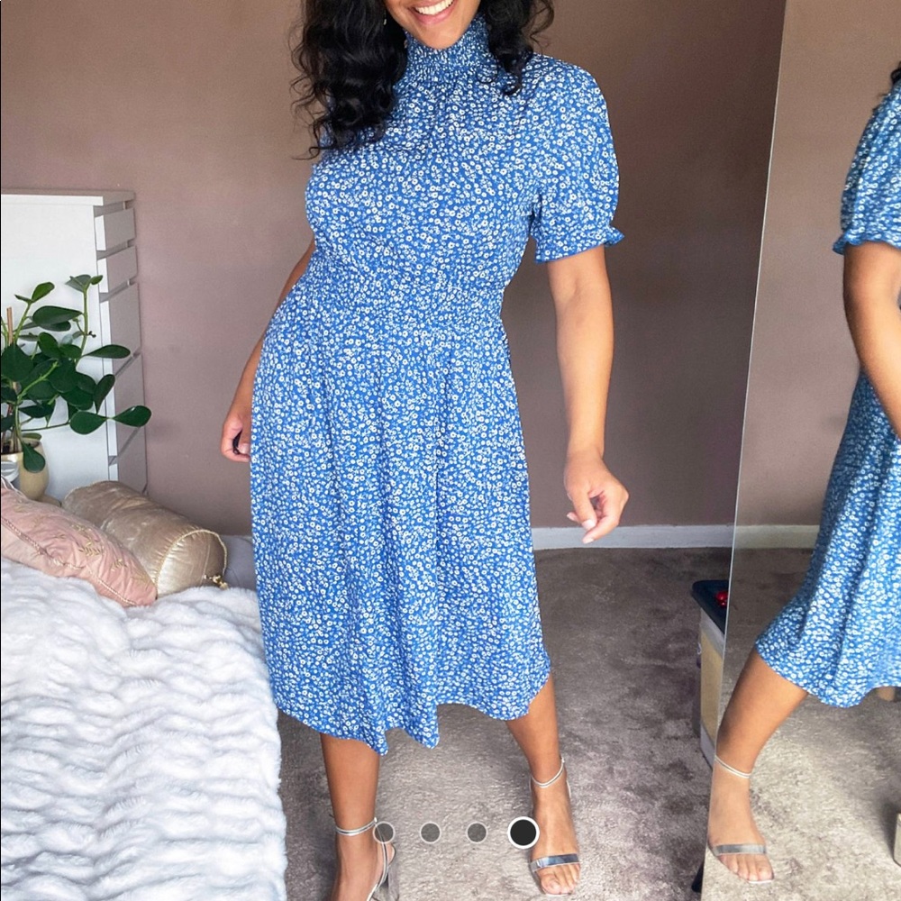 Blue floral Curve Midi dress